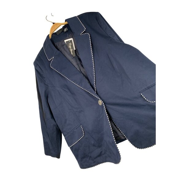 Nautical Navy Blazer 28W Plus Maggie Barnes Piped Trim NWD RW10342 Pockets - Picture 5 of 7